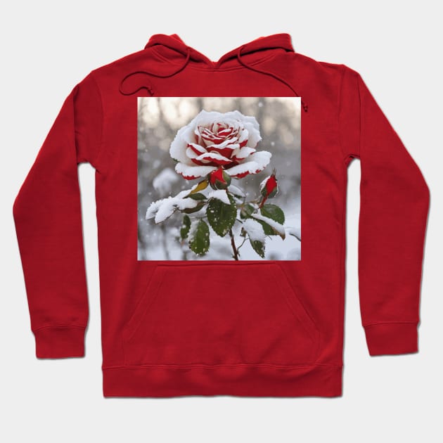 Winter Rose in a Snowy Landscape Hoodie by bragova